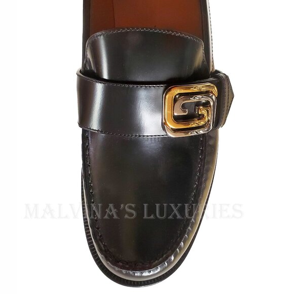 GUCCI SHOES MENS INTERLOCKING G LOGO PLAQUE LEATHER LOAFERS 9 /US 9.5 - Picture 11 of 16